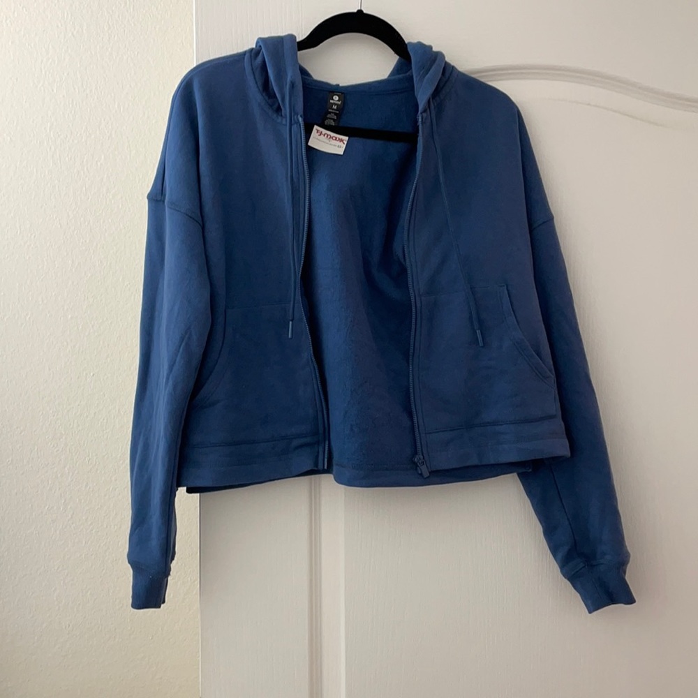 Blue Hooded Zip Up Jacket